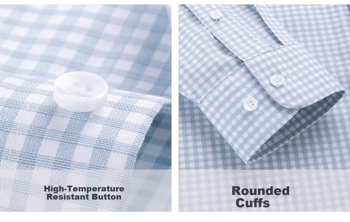 FIRS Men's 200-Thread Count DP Non-Iron Long Sleeve Pure Cotton Business Casual Shirt Gray Check Size 40 9