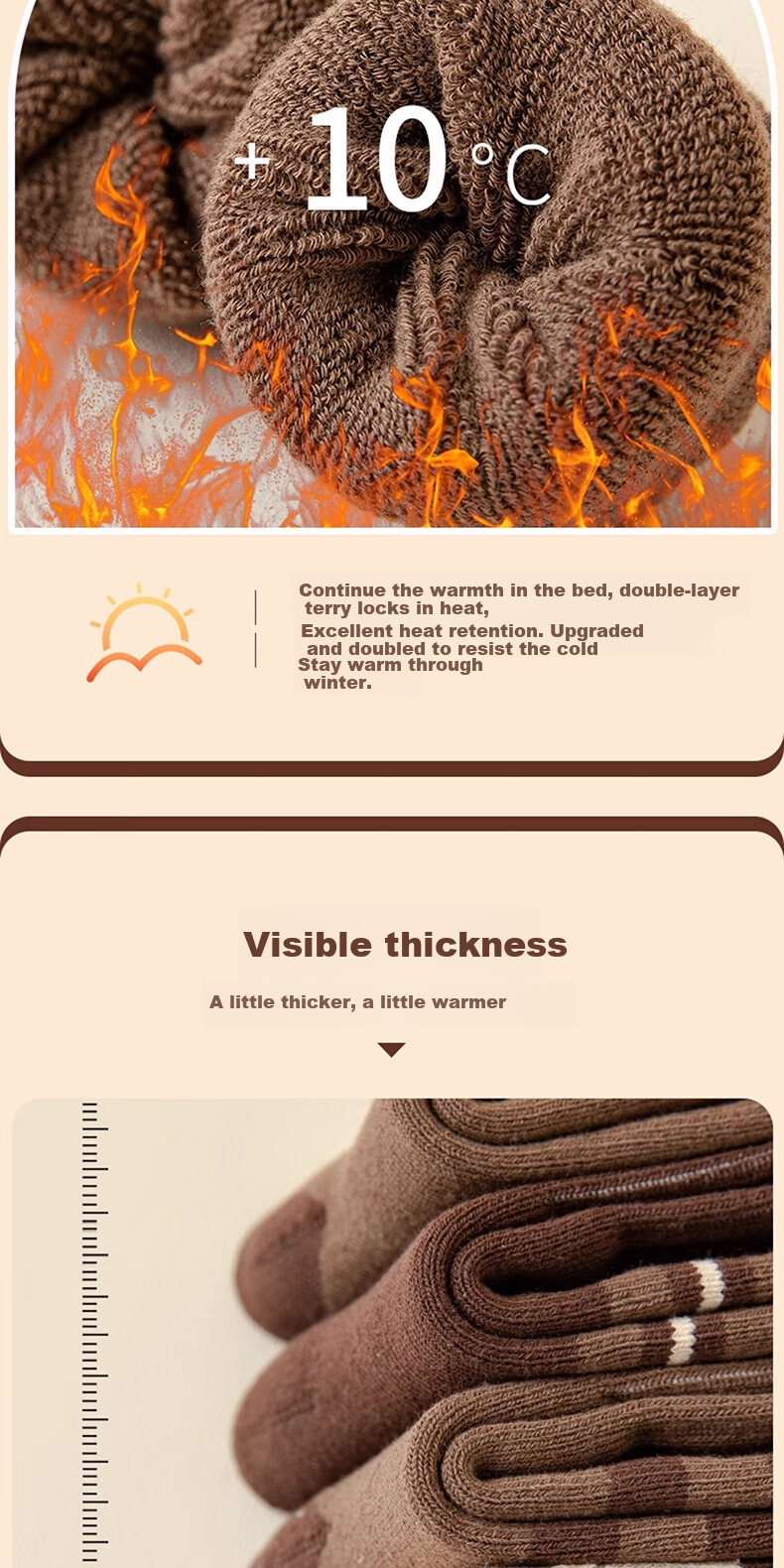Miiow Kids Cotton Socks Autumn Winter Terry Boys Thickened Fleece Mid-Calf Cold-Resistant Warm Socks Northeast Style 6