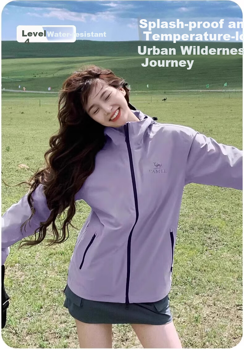 Camel Women's Softshell Jacket Windproof Waterproof Fleece Lined Warm Anti-Static Hooded Jacket for Men 3