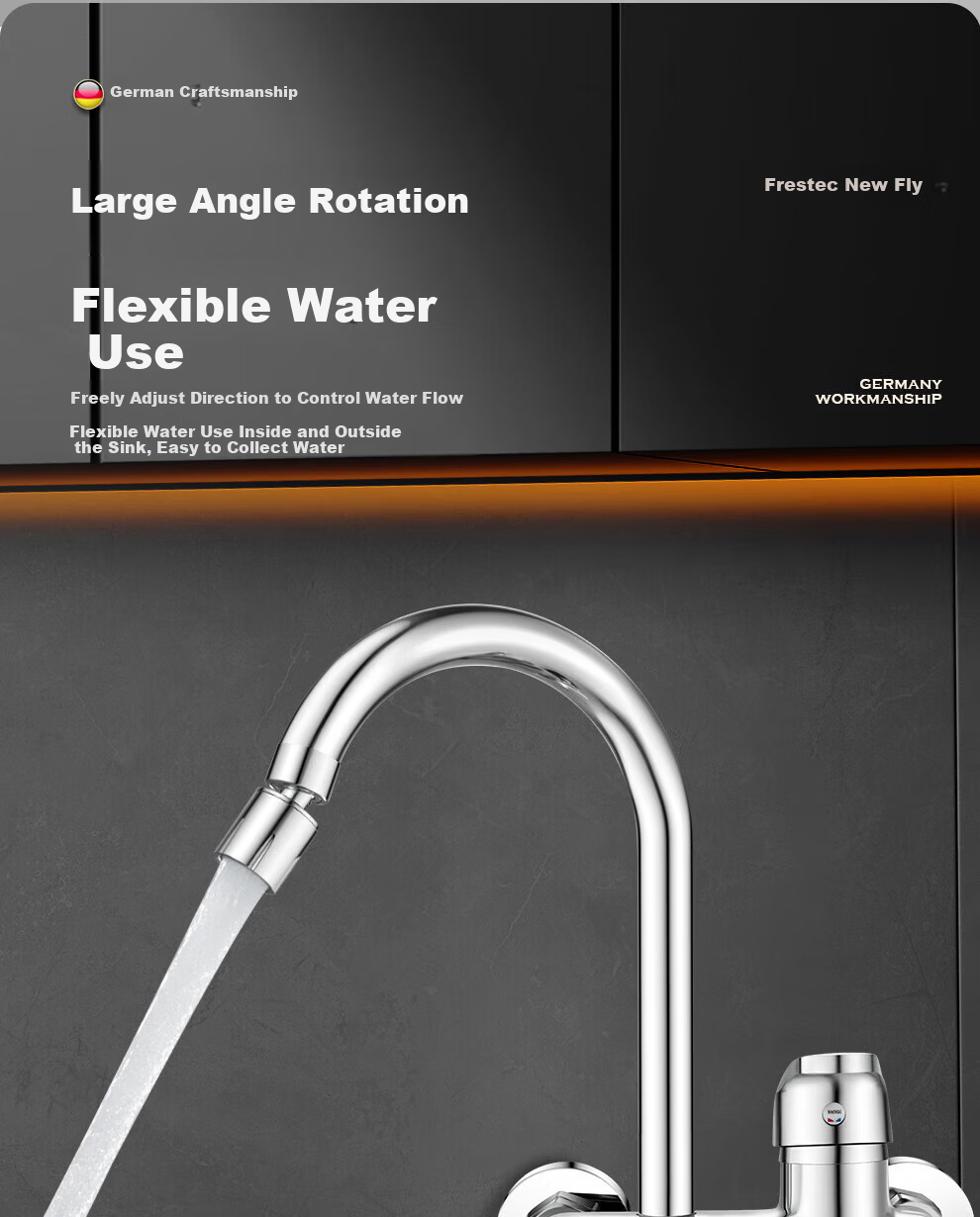 Xinfei Wall-Mounted Kitchen Faucet Rotatable Hot and Cold Mixer Tap for Sink and Balcony 6