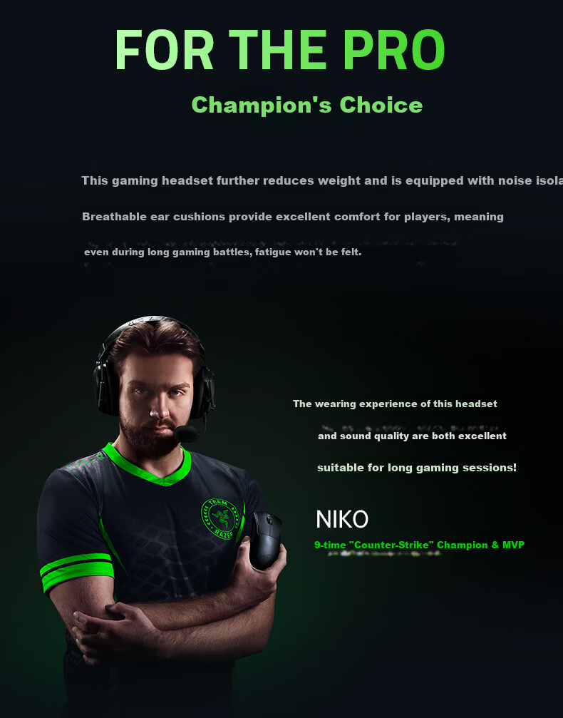 Razer BlackShark V3 X Speed Edition Wireless Over-Ear Gaming Headset Three-Mode Detachable Microphone Delta EQ Adjustment CSGO PUBG Black 2