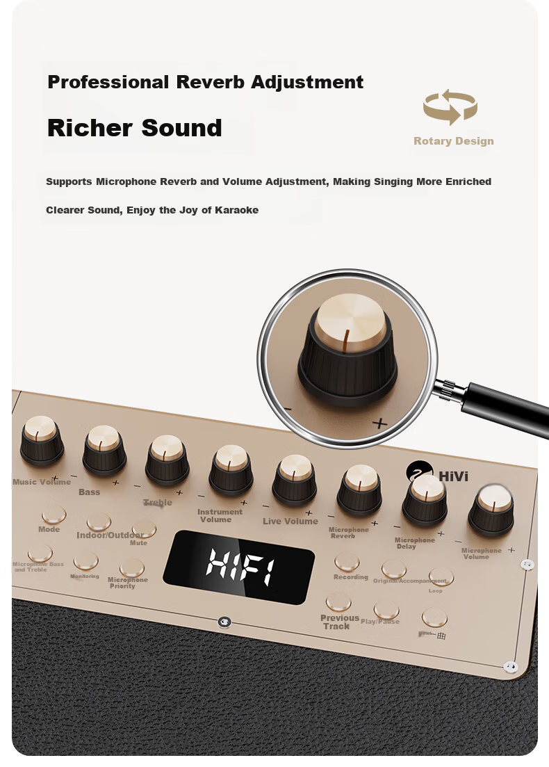 HiVi Portable Smart Bluetooth Speaker Outdoor High-Quality Sound Mobile Square Dance KTV Microphone Karaoke All-in-One Electro-Acoustic Guitar Folk Instrument Speaker MQ6 11