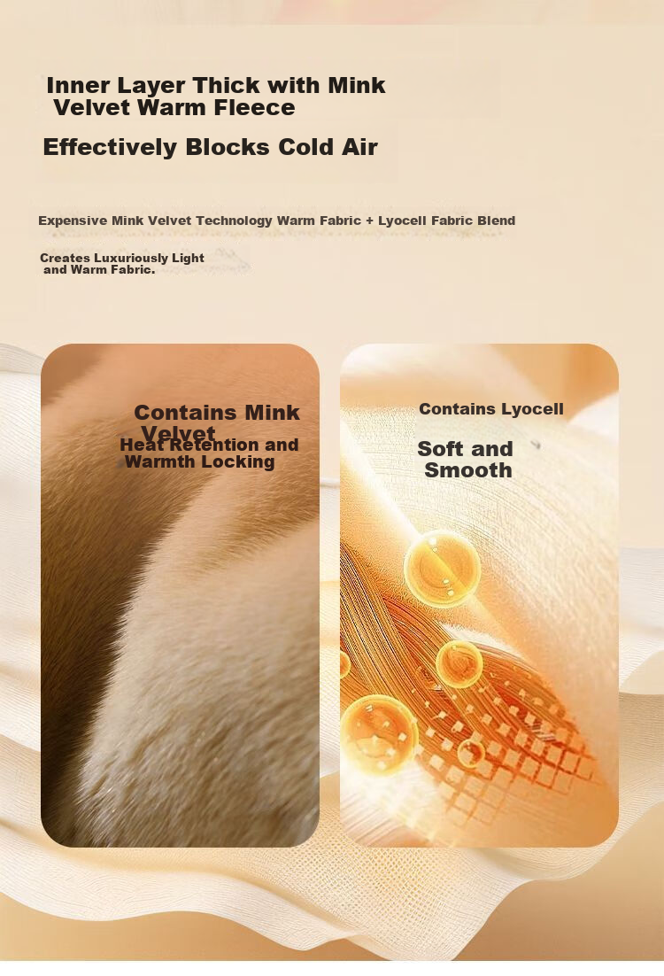 GUJIN Double-Sided Fleece Lined Mink Cashmere and Lyocell Thermal Underwear Set for Women Thickened Autumn Winter Heat Retaining Base Layer Top and Bottom 4