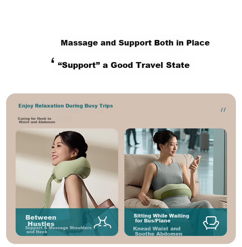 PHILIPS Neck Massager, Small U-Shaped Pillow Massager for Multi-Body Massage And Heat Therapy, Travel And Business Trip Support, 3107N Green, Holiday Birthday Gift, Company Team Building Present 3