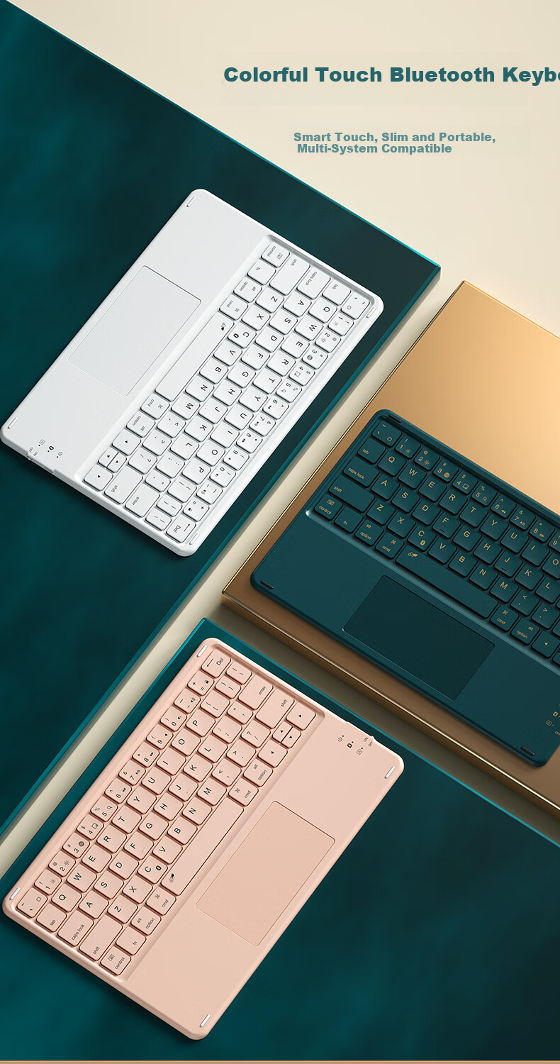B.O.W Hangshi HB321 Ultra-thin Bluetooth Wireless Touch Keyboard for iPad Xiaomi Huawei Apple Tablet Mobile Laptop Silent Rechargeable Keyboard Dark Green 4