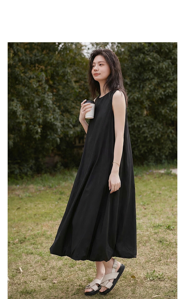 Demana Fresh Cotton Summer Breathable Sleeveless Round Neck Slimming A-Line Dress for Women 14