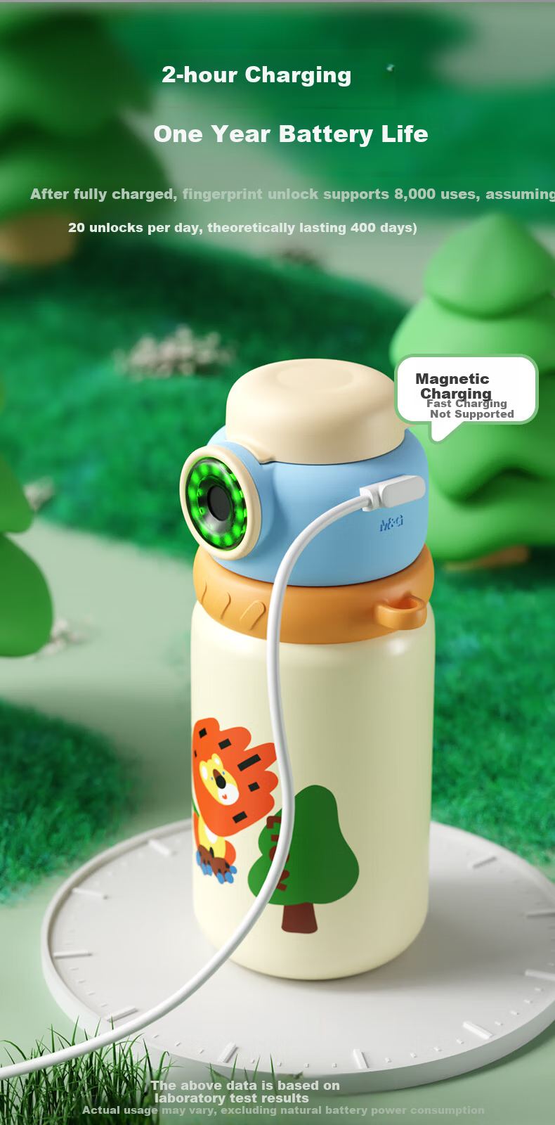 M&G Fingerprint Unlock Children's Smart Insulated Water Bottle 560ml Large Capacity 316L Stainless Steel Straw Cup for Students Girls 3
