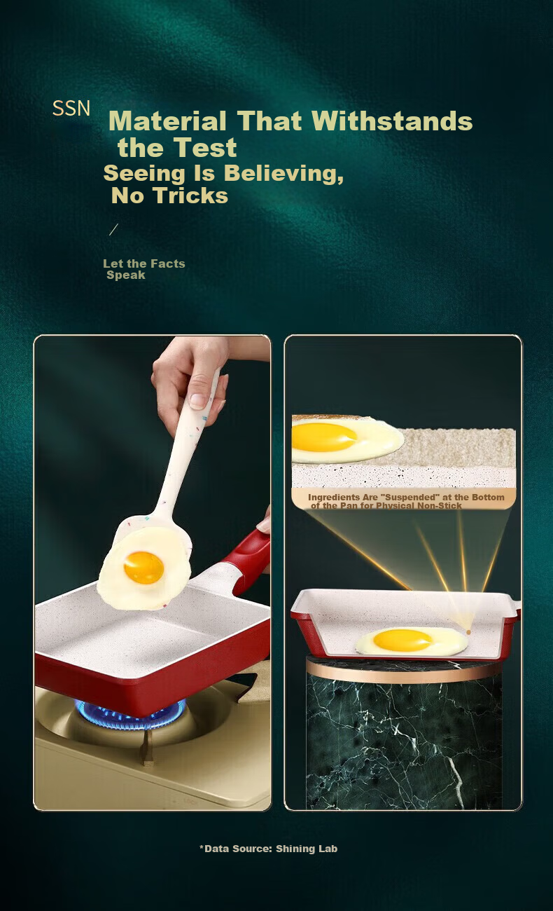 SSN Tamagoyaki Pan Thick Egg Roll Frying Pan Non-stick Rectangular Omelette Pan Breakfast Pan 6