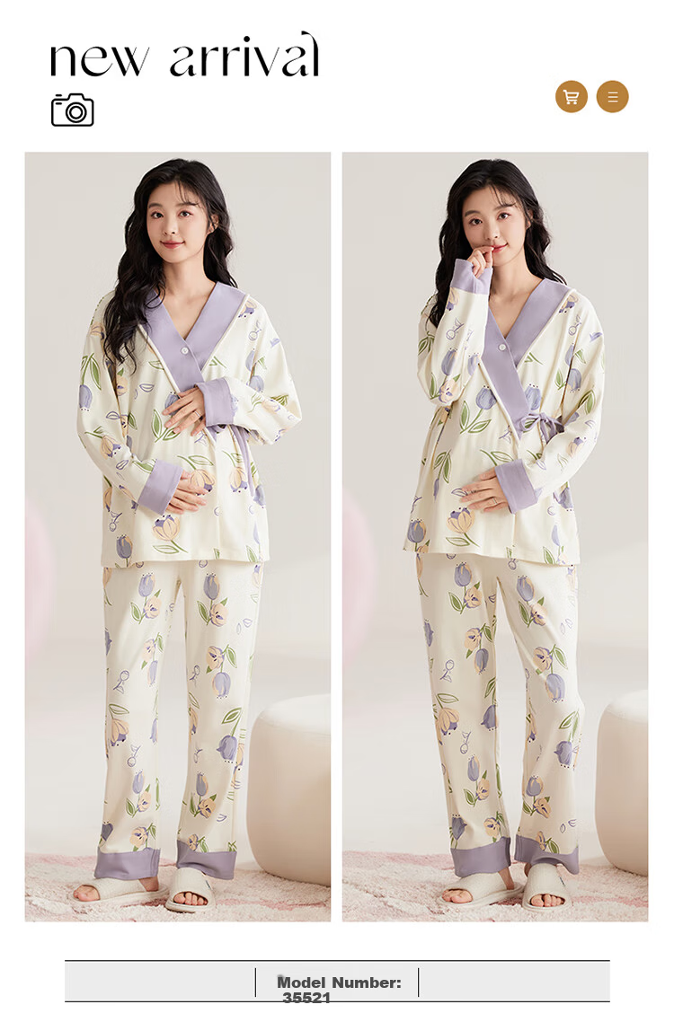 JOYNCLEON Maternity Postpartum Nursing Pajamas Spring Summer Pregnancy Wrap Nursing Homewear XXL Jyz176323 6