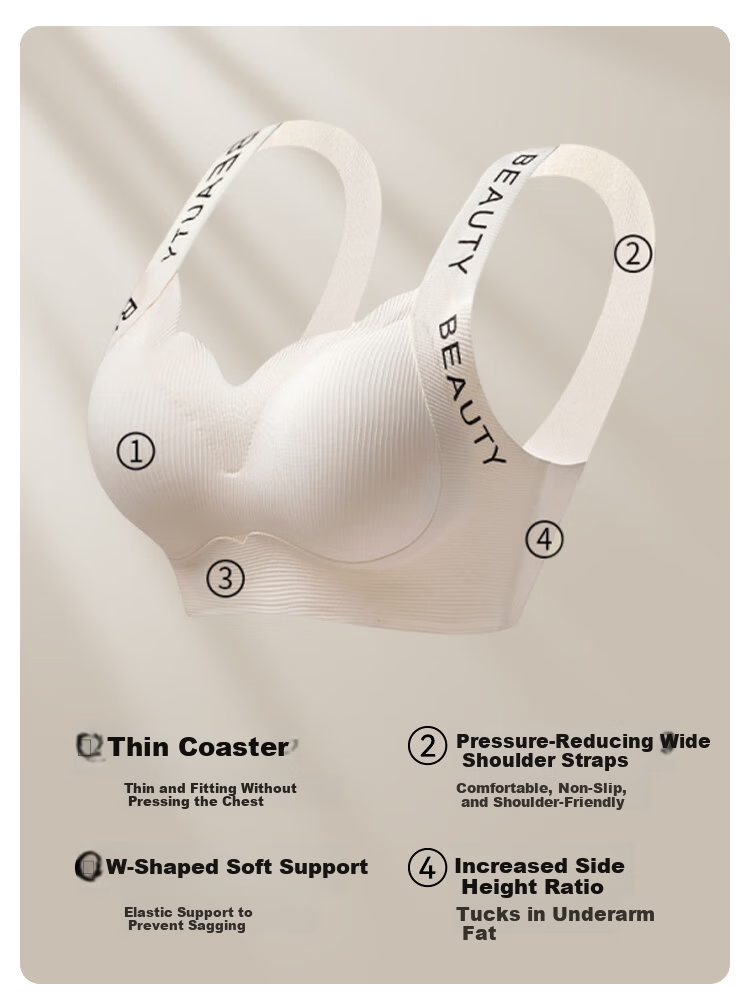 FitonTon 2-Pack High School Student Summer Semi-Fixed Youth Development Seamless Lift Anti-Sagging Girl's Vest Bra 4