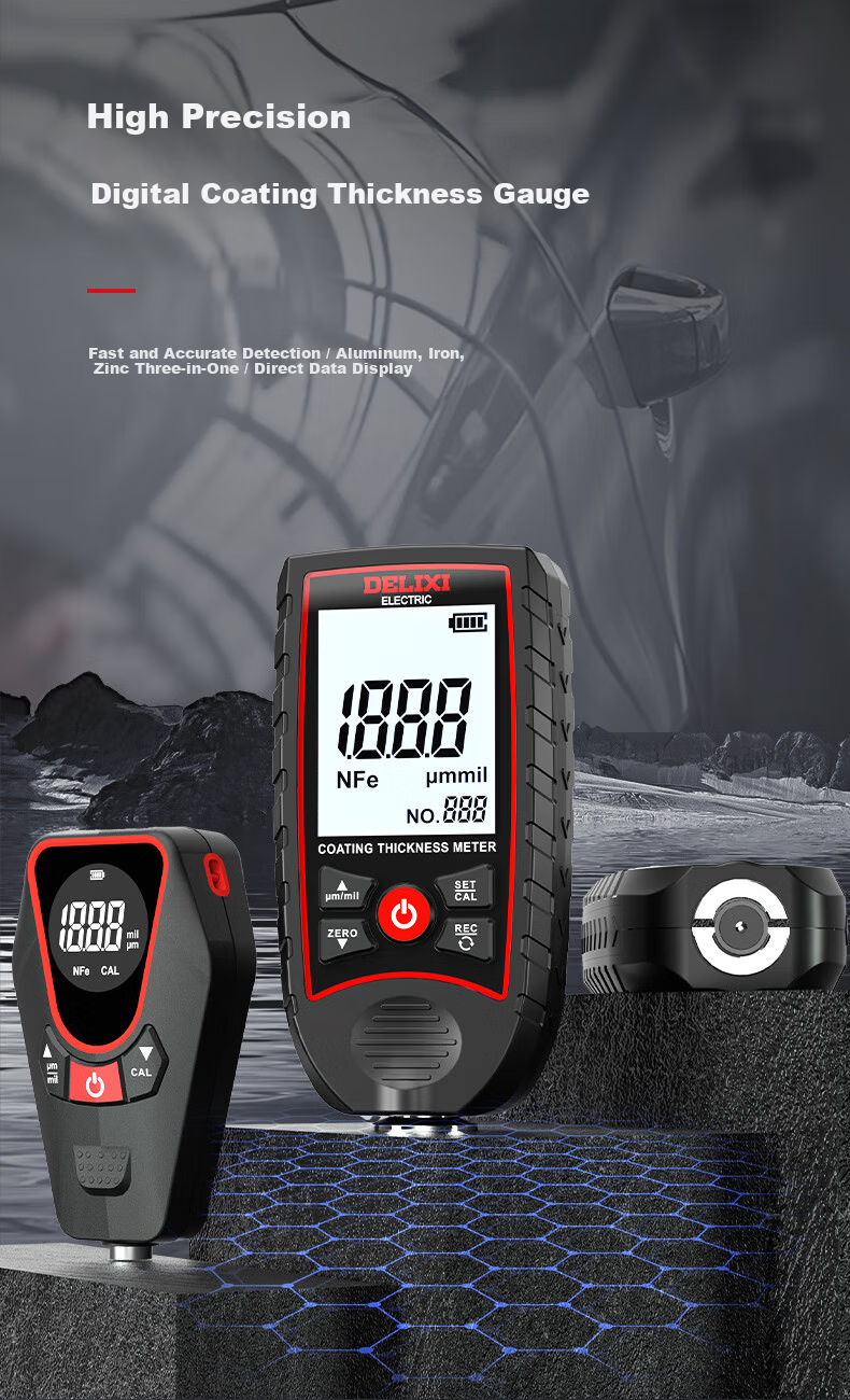 DELIXI ELECTRIC Digital Coating Thickness Gauge Automotive Paint Film Thickness Tester DTG D33 3