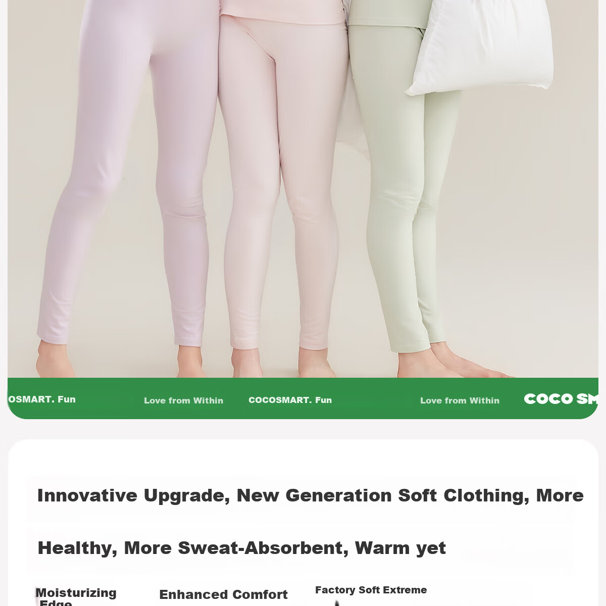 COCO SMART Girls' Cotton Thin Thermal Underwear Set Autumn Top and Bottom, Class A, Junior High and Older Kids 2
