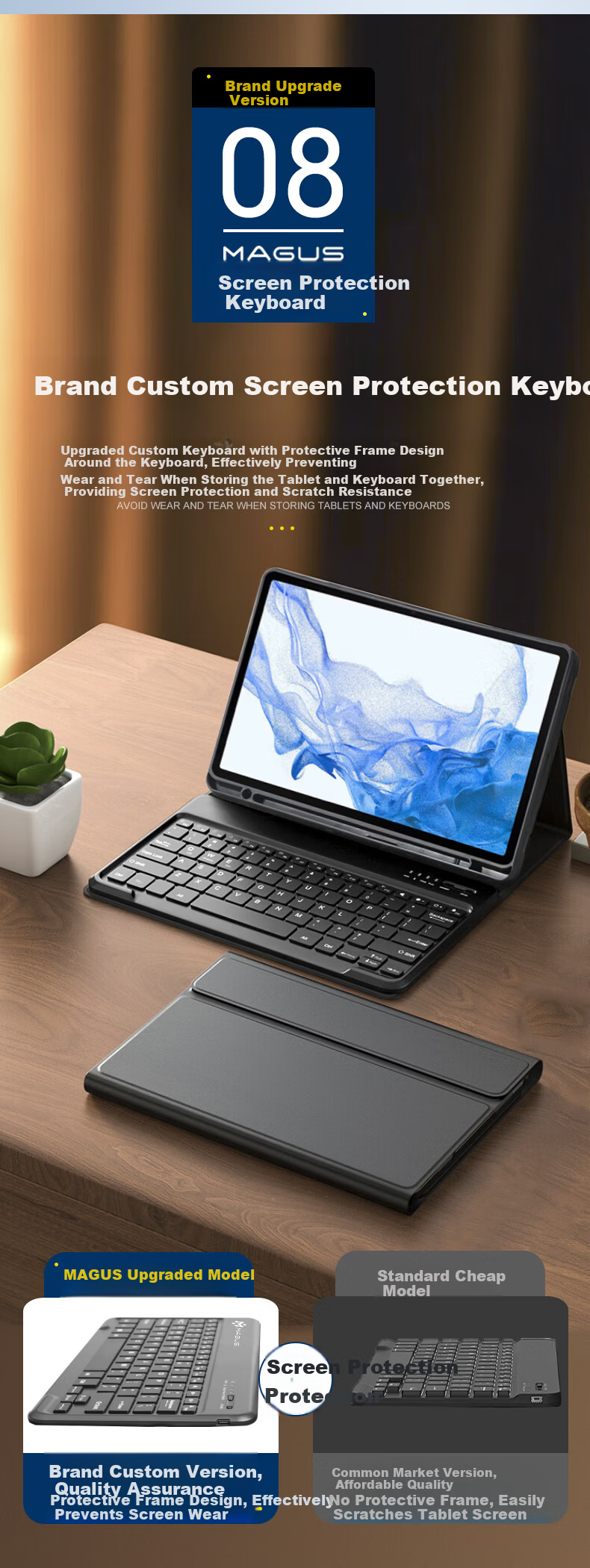 MAGUS Keyboard Protective Case for vivopad5/pad5e, Full-Cover Shockproof Case for pad3/iqoo pad5, 12.1-inch Tablet Magnetic Wireless Keyboard and Mouse Set 4