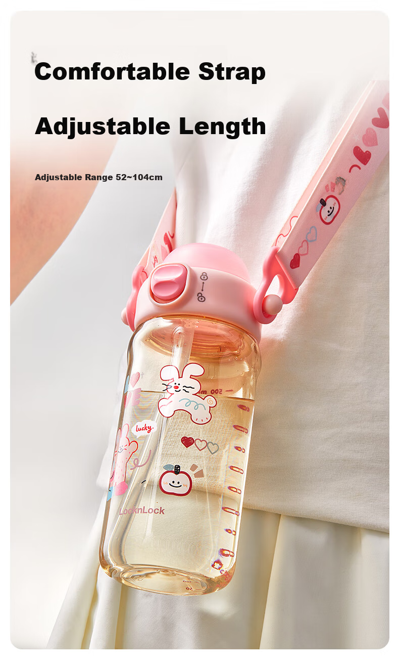 Lock&Lock Kids Water Bottle Summer PPSU Straw Cup 3-6 Years Old Kindergarten Student Direct Drinking Cup 9
