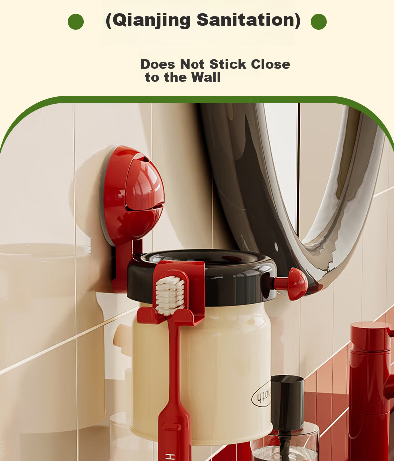 Noshi Suction Cup Toothbrush Holder Bathroom Magnetic Mouthwash Toothbrush Cup Wall-Mounted No-Drill Wash Cup 3 Cups 7