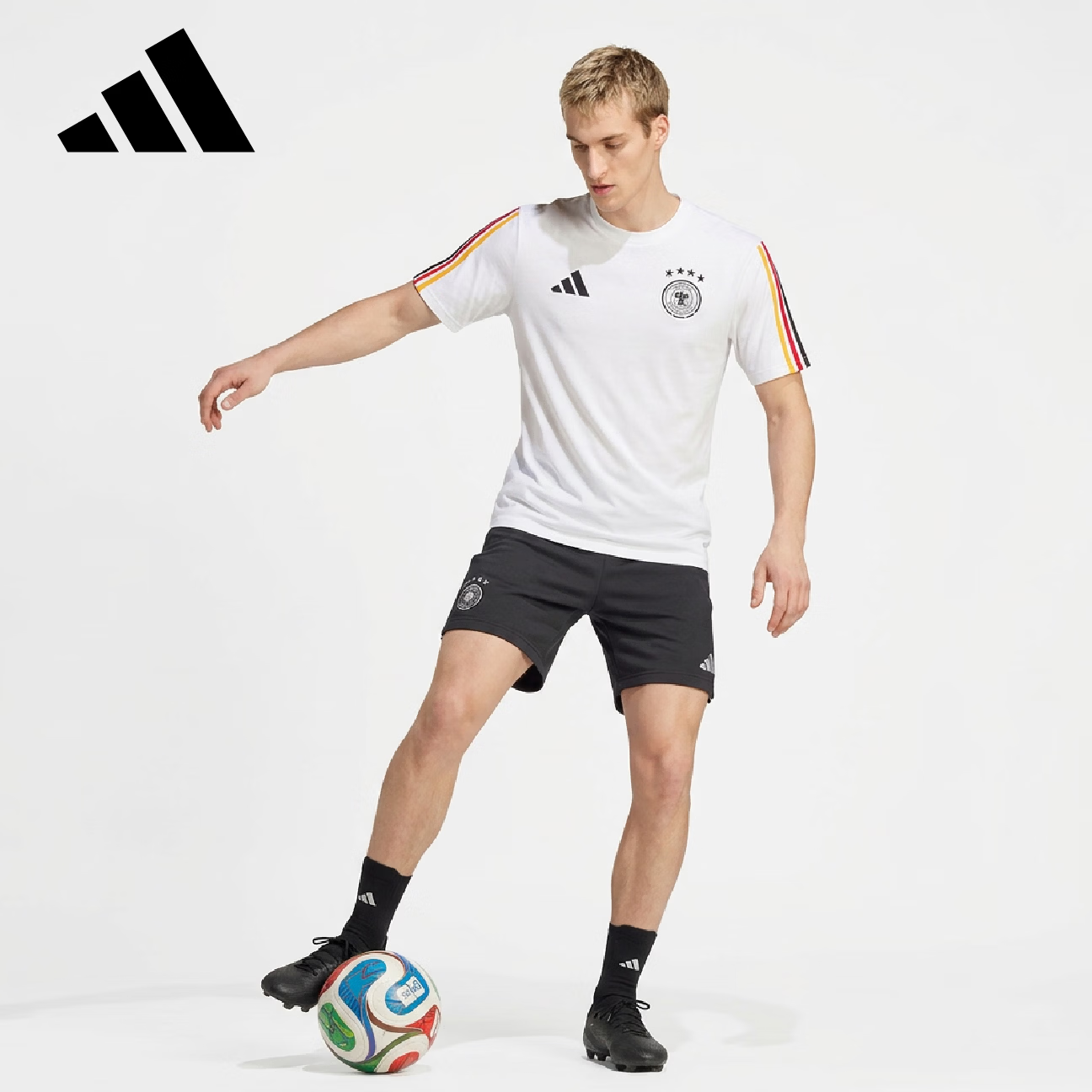 Adidas Men's DFB DNA TEE German Team Football Casual Culture Pure Cotton Short-Sleeve Round Neck T-Shirt, KB4401, Size S
