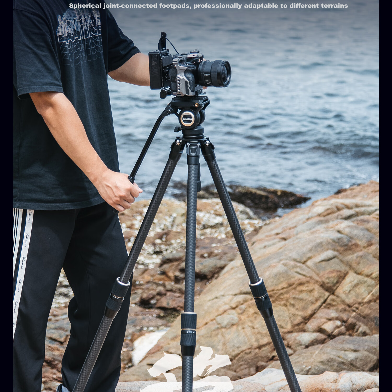 SmallRig 4645 Carbon Fiber Tripod FT-S303 Professional Photography Quick Release Hydraulic Damping Video Heavy Duty Camera Support Tripod 5
