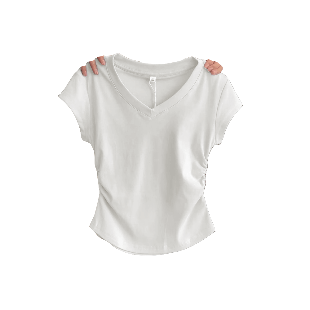 Caramella Plus Size Slim Fit Waist Tummy Control Shoulder Short Sleeve Summer T-Shirt for Women