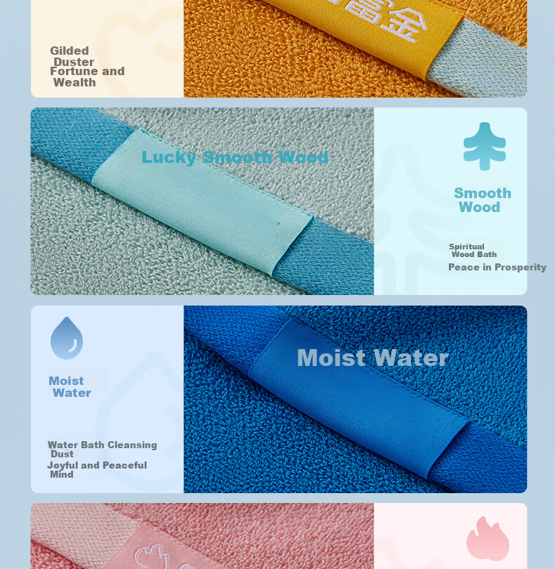 Grace Guose Xiangyun High-Energy Five Elements Bath Towel 10A Antibacterial Pure Cotton Absorbent Skin-Friendly All Cotton Bath Towel Sports Light Blue 6