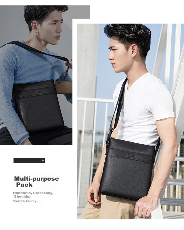 MEXICAN Men's Single-Shoulder Crossbody Handbag, Top-Grain Leather, Commuter Bag, Business Fashion, Travel-Friendly, Lightweight, Large Capacity, Birthday Gift 8