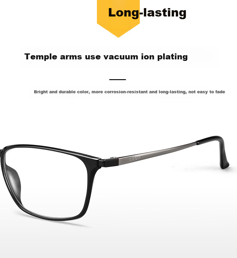 ARNO FOCUS ON YOUR EYES Reading Glasses for Men, High Definition Anti-Blue Light Imported Business Titanium Frame Ultra-Light Flexible Presbyopic Glasses A1017Q 150 Degrees 10