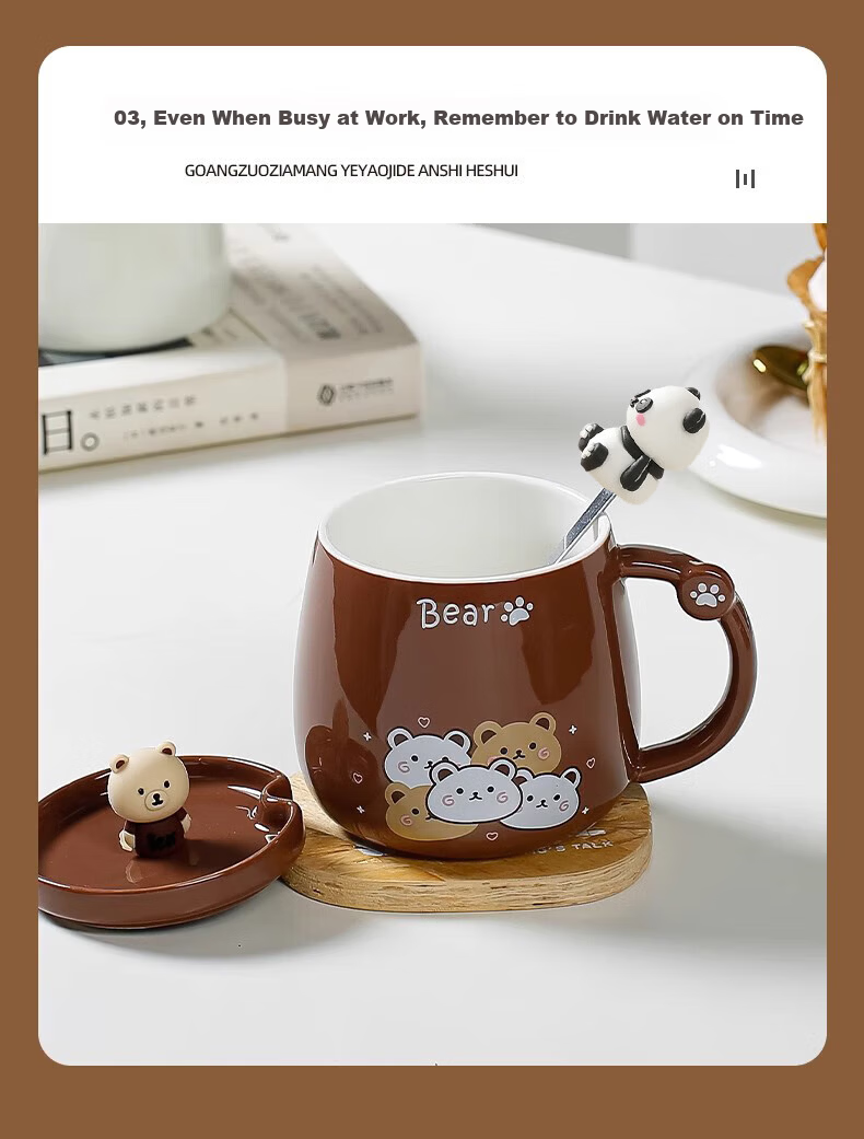 Baqianxing Ceramic Mug, Coffee Cup, High-Quality Water Cup with Lid And Spoon, Gift Box for Girlfriend's Birthday Present 9