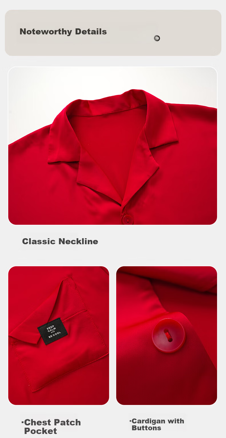 Caramella Red Silk Sleepwear Set for Newlyweds Couples Bride and Groom Spring Autumn Pajamas 14