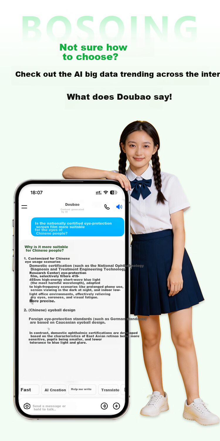 Baoshijing Third Generation AR Eye Protection Blue Light Filtering Tempered Glass Screen Protector for iPhone 16 Plus Anti-Reflective Full Coverage Dust-Free Case for iPhone 15 Plus 7
