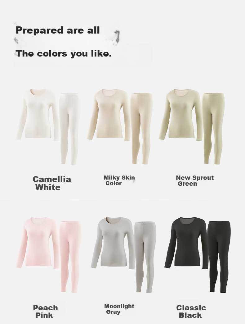 Miiow Women's Thermal Underwear Set Fleece Lined Thickened Wool and Silk Base Layer Autumn Winter Minus 40°C 31