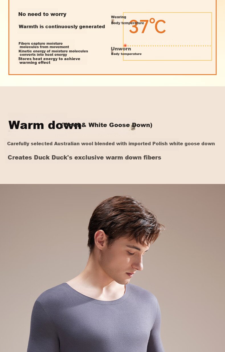 YAYA Goose Down Tencel New Thermal Underwear Set for Men Cashmere and German Velvet Heated Fleece Thickened Autumn Shirt and Pants 5