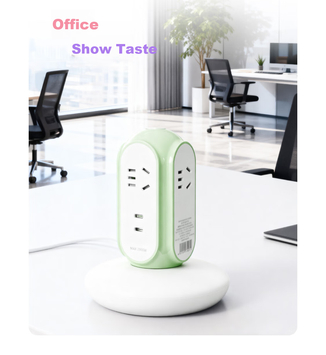 MIAOLAB Vertical Power Strip Socket 30W Fast Charging Type-C Desktop Office Extension Cord GaN Charger USB-C Compatible for Apple Huawei Xiaomi 21