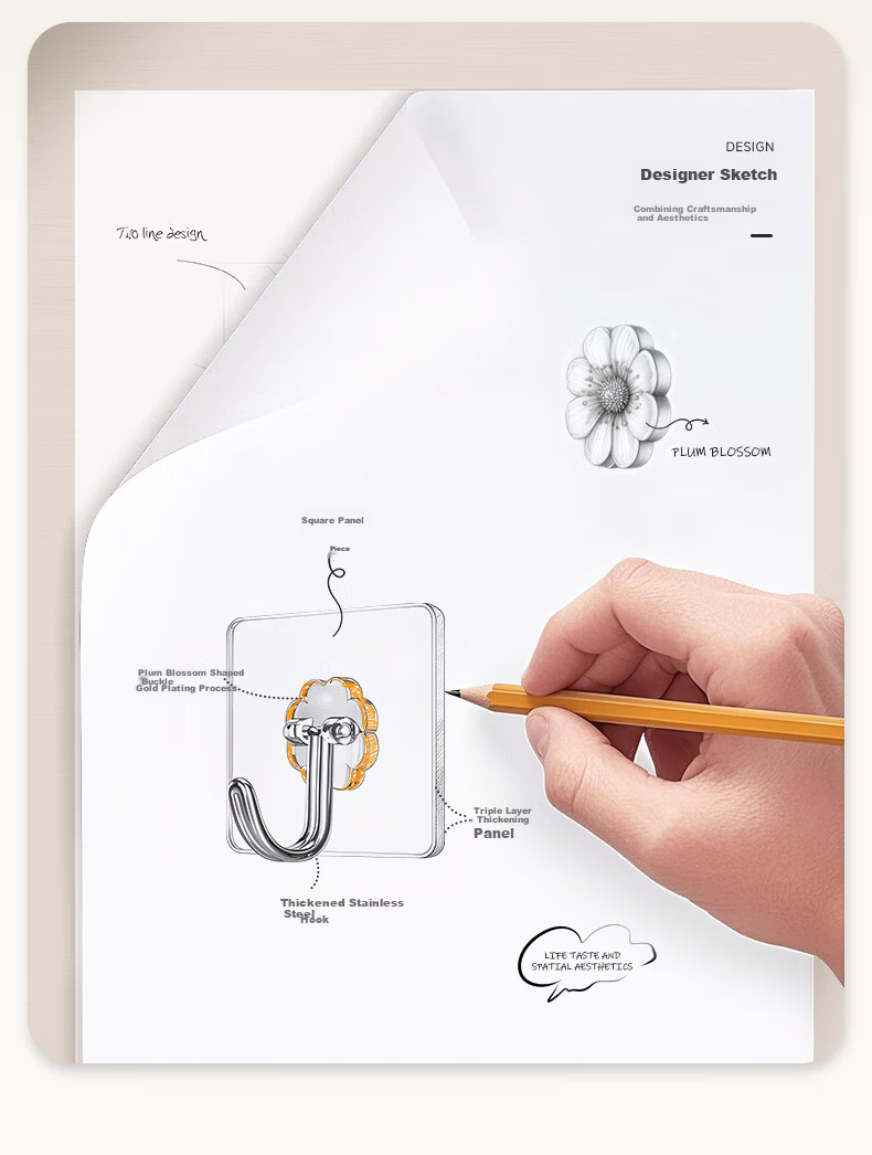Baicaoyuan Strong Adhesive Hook Stainless Steel No-Drill Heavy Duty Transparent Wall-Mounted Hook for Dormitory Kitchen Bathroom 4