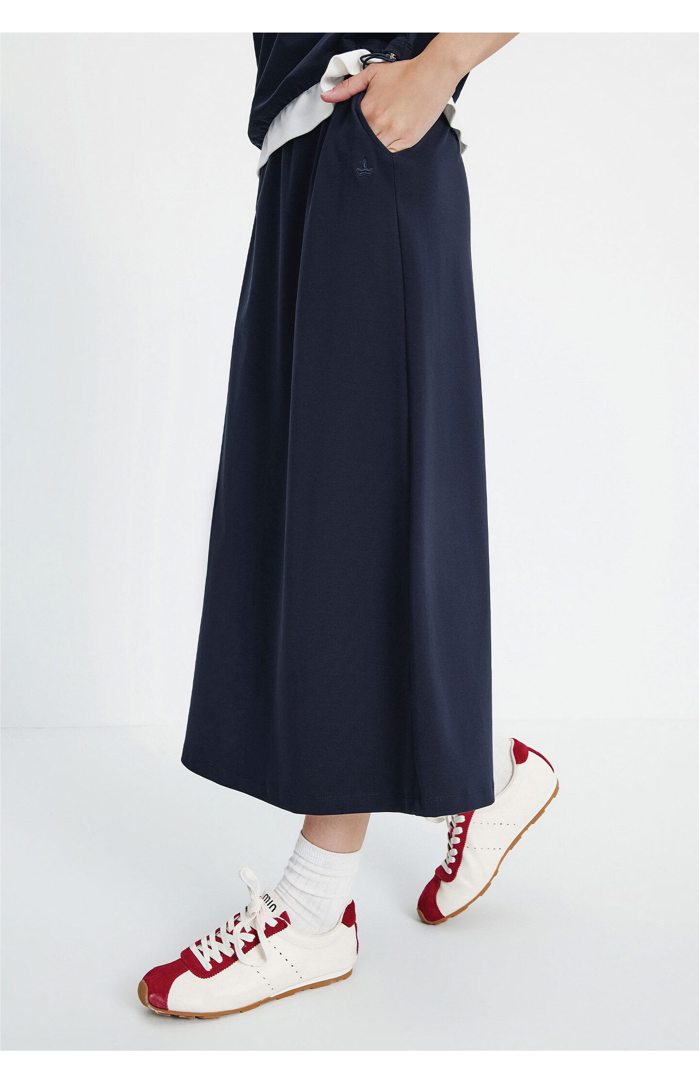 Navigare Italy Small Sailboat 26 New Casual Women's Half Skirt with Back Slit Commuter Versatile Long Skirt 2312876513 22