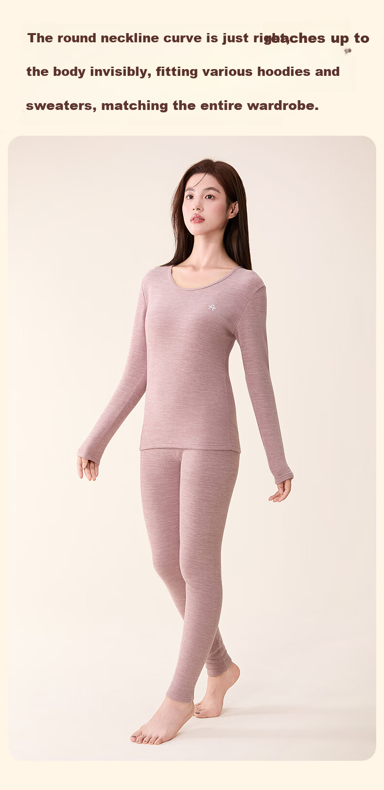 Fenteng Women's Thermal Underwear Set with Wool and Silk, 2025 New Long Sleeve Base Layer for Couples 8