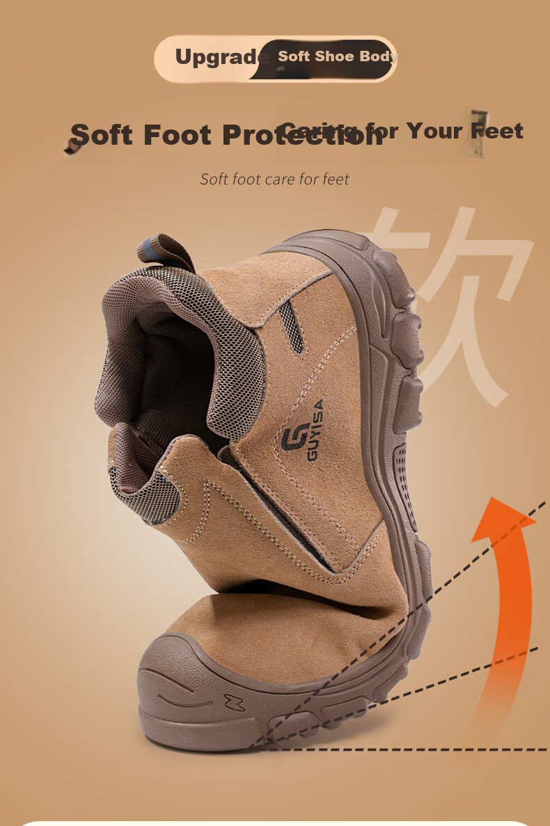 GUYISA Men's Breathable Welding Labor Protective Shoes Steel Toe Anti-Smash Anti-Puncture Anti-Scald Lightweight Safety Work Shoes 3005 Size 38 7