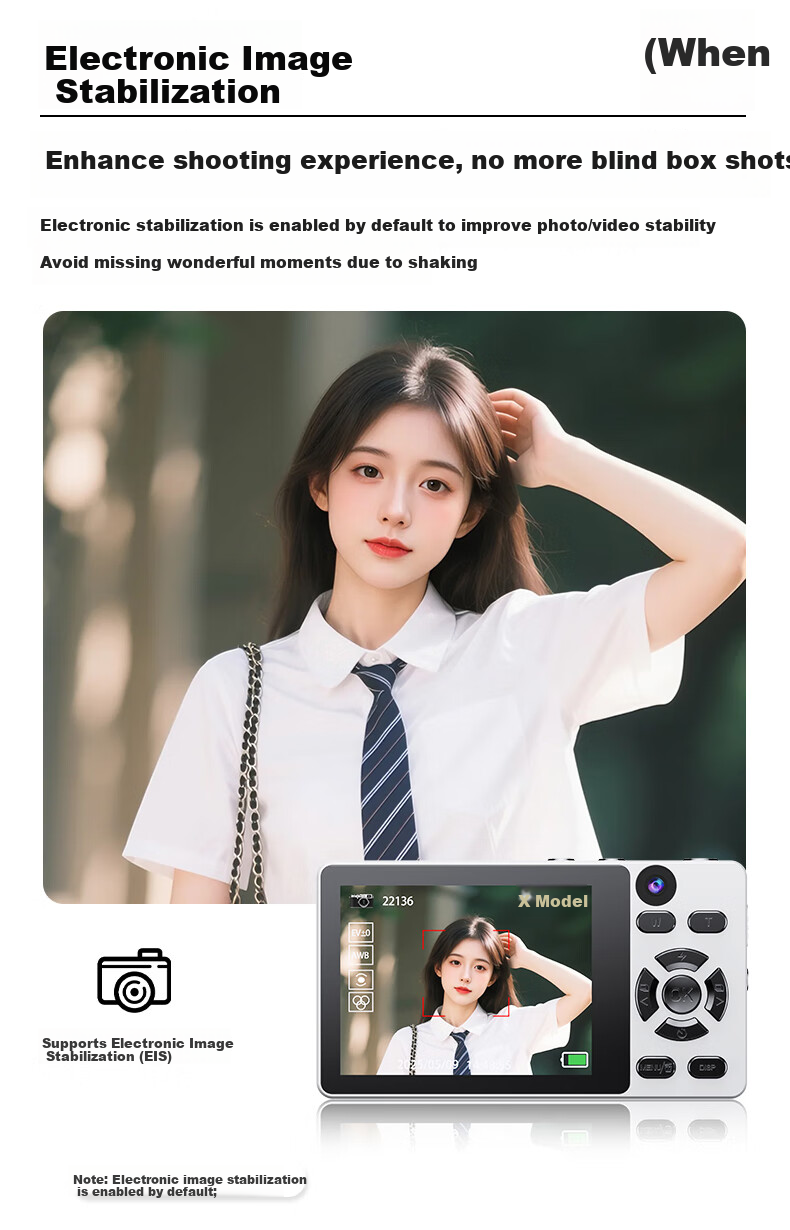 RUIZU T6 Student Digital Camera Soft Light Dual Lens Digital Camera [64MP Selfie] White 64GB Compact CCD Camera for Girls Campus Alternative 10