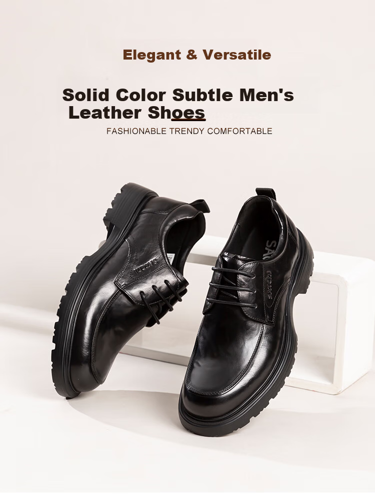 SATCHI Men's Casual Business Dress Shoes Thick Sole Derby Shoes Wedding Office Shoes 522562221Z Black Size 39 1