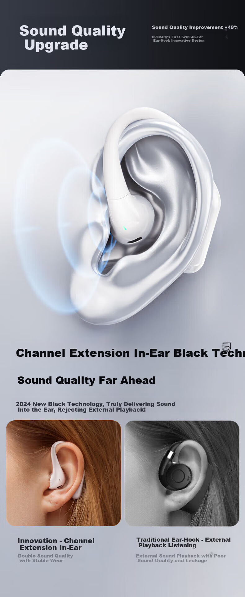 Jinyun Berlin Voice Bluetooth Earbuds Apple Bone Conduction Concept True Wireless Ear-Hook Semi-In-Ear Sports Running Call Long Battery Life Air8 5