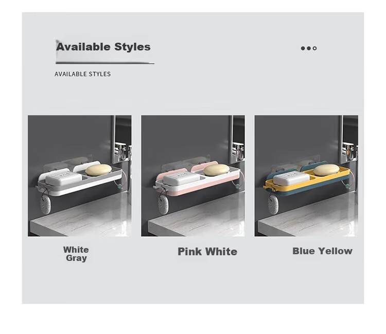 Tingjian Time Wall-Mounted Soap Box Storage Rack No-Drill Bathroom Sink Double-Layer Draining Soap Holder 28