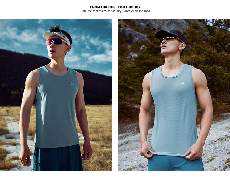 Toread Men's Quick-Dry Sleeveless T-Shirt Summer Lightweight Trail Running Moisture-Wicking Breathable Vest Yunxiao Blue 2XL 17