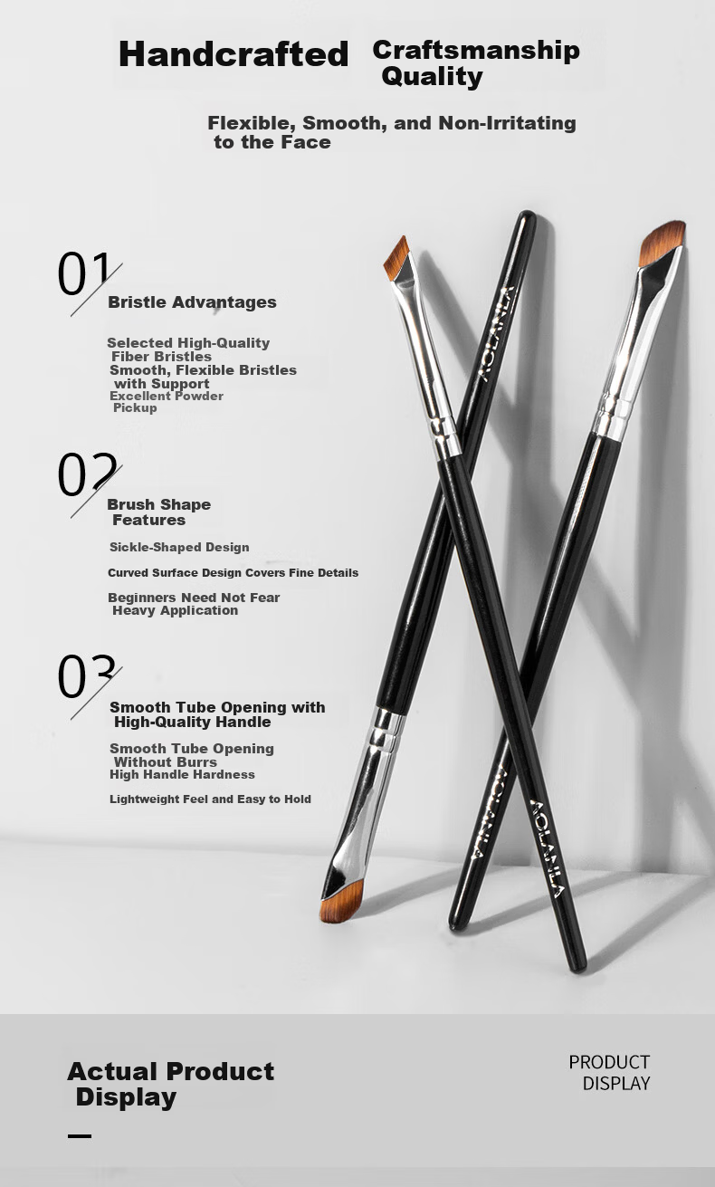 AOLANLA Sickle Eyeliner Brush 2-Pack Ultra-Thin Eye Detail Makeup Brush Blade Under Eye Tear Trough Eyelid to Brow Brush 10