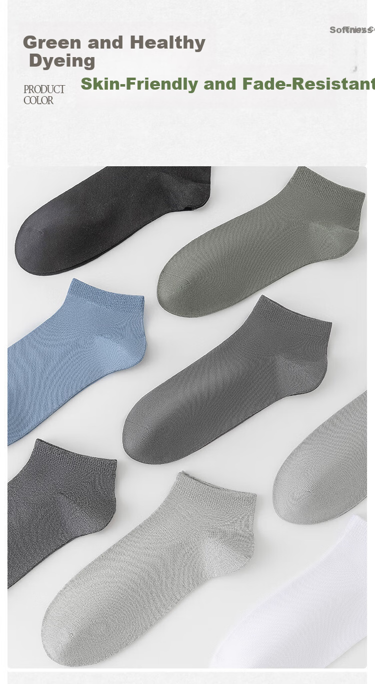 Yiershuang 100% Cotton Men's Summer Mesh Thin Short Socks Antibacterial Deodorant Breathable Sweat-Absorbing Boat Socks 8