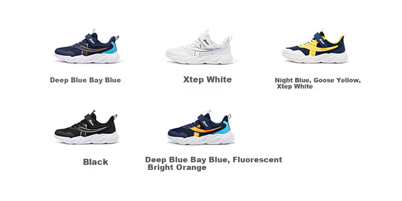 XTEP Kids Running Shoes Children's Mesh Velcro Sports Shoes Deep Blue/Bay Blue/Fluorescent Bright Orange Size 38 21