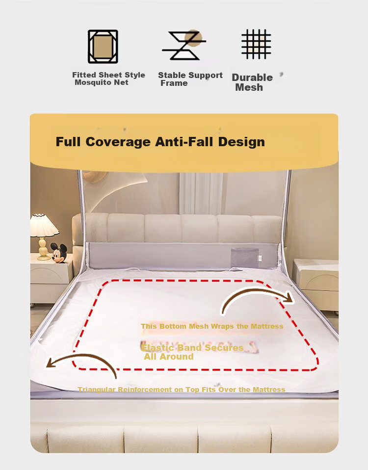 MUJI Class A Baby Crib Mosquito Net with Anti-Fall Bumper, Three-Door 1.8×2m with Reinforced Frame 9