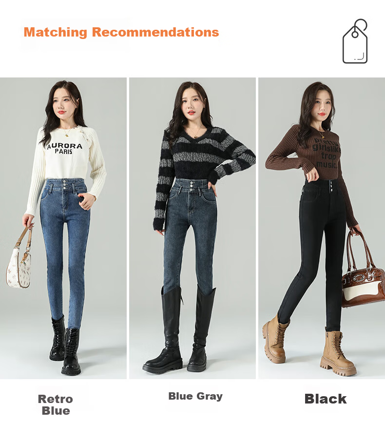 LangSha Three-Button High-Waist Skinny Jeans for Women 2025 Spring Autumn Thin Stretch Slim Pencil Pants 14