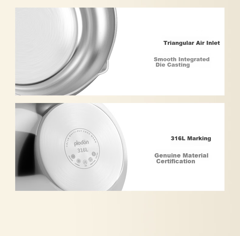 PLODON Baby Food Pot Milk Pot 316L Stainless Steel Non-Coated Soup Pot Small Frying Pan Steaming and Cooking Integrated Infant Food Pot 18
