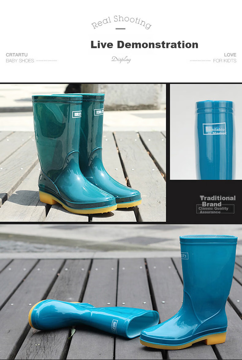Warrior Women's Waterproof Rain Boots HXL81S Green High Top Size 39 6