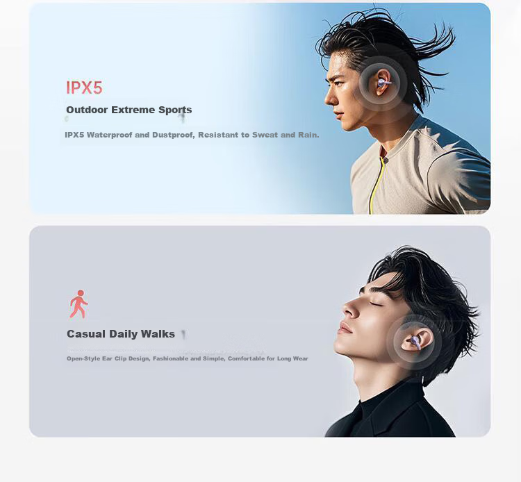 KOVL [2026 Latest Model | Berlin Voice] Bluetooth Headphones, Ear Clip-Style Bone Conduction Concept, Open Wireless Non-In Sports Running Gaming AI Noise Reduction for Men And Wome 7