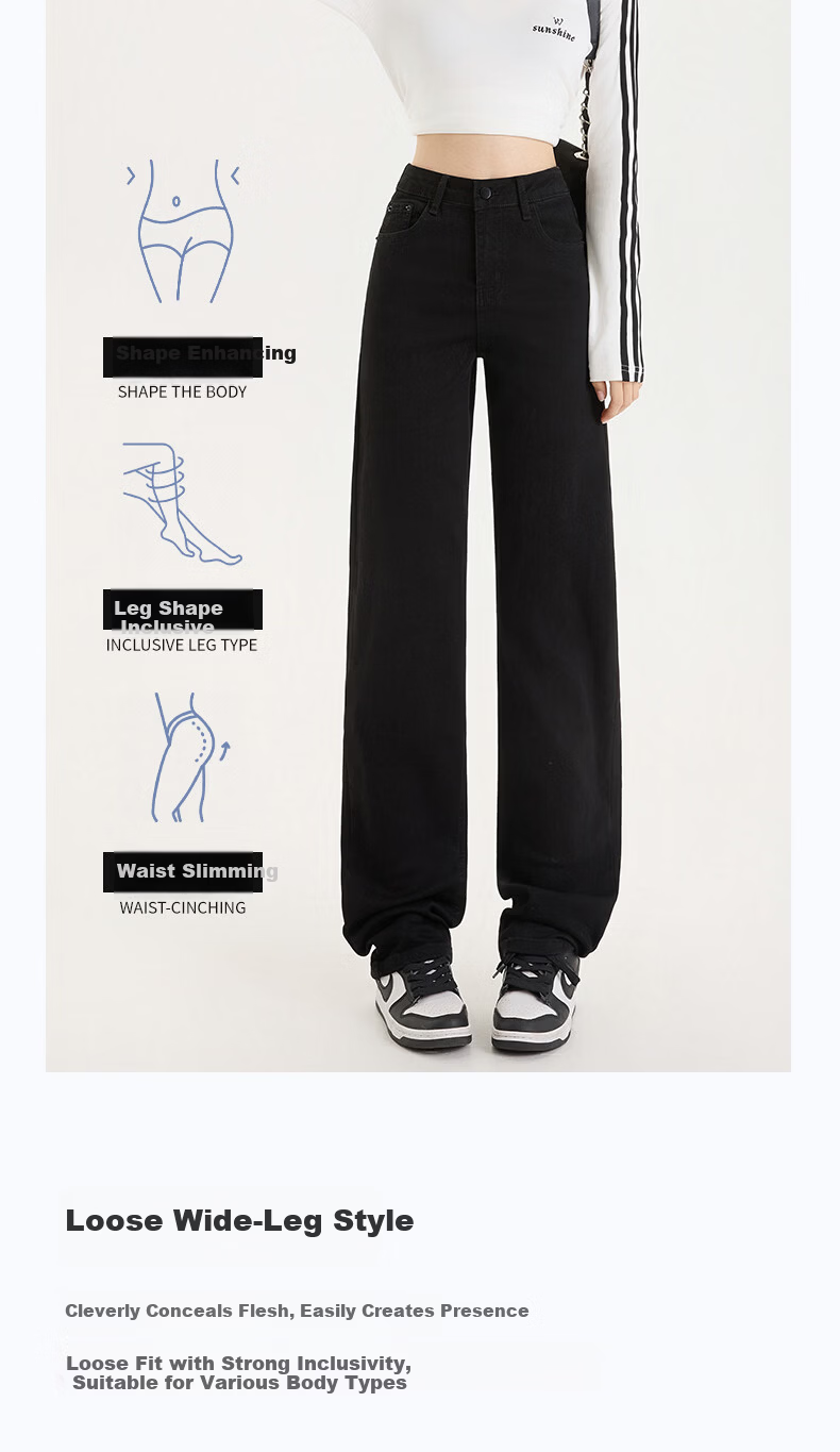 Borui Narrow Fit Women's Jeans 2026 New Spring Autumn High Waist Straight Leg Black Cigarette Pants Casual Trousers 10
