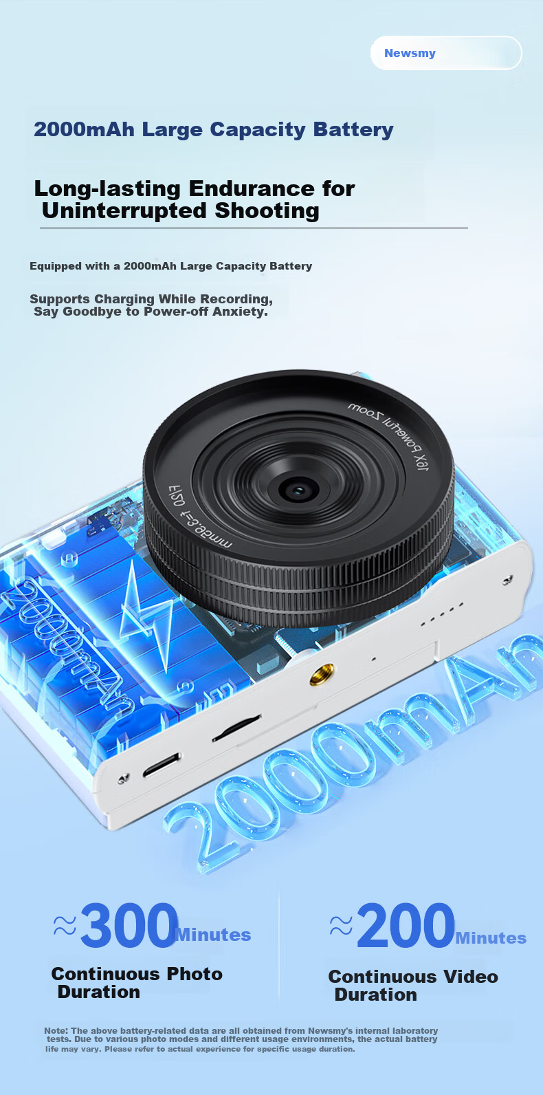Newsmy N8 Digital Camera Student CCD Flip Screen Selfie HD Pixel Campus Photography Travel Entry-Level Mirrorless Beauty Filter Girls Birthday Gift 64G+Wide Angle Lens 10